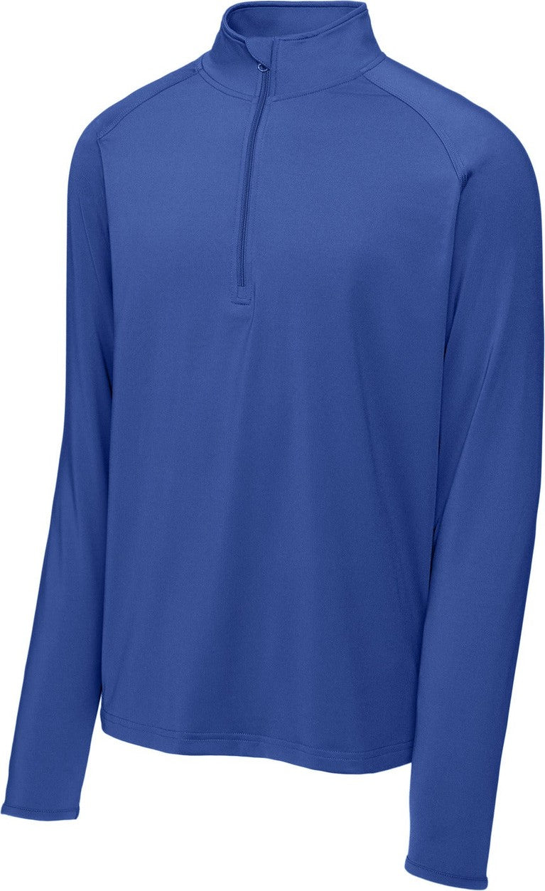 Front View of True Royal Sport-Tek Sport-Wick Stretch 1/4-Zip Pullover. ST850