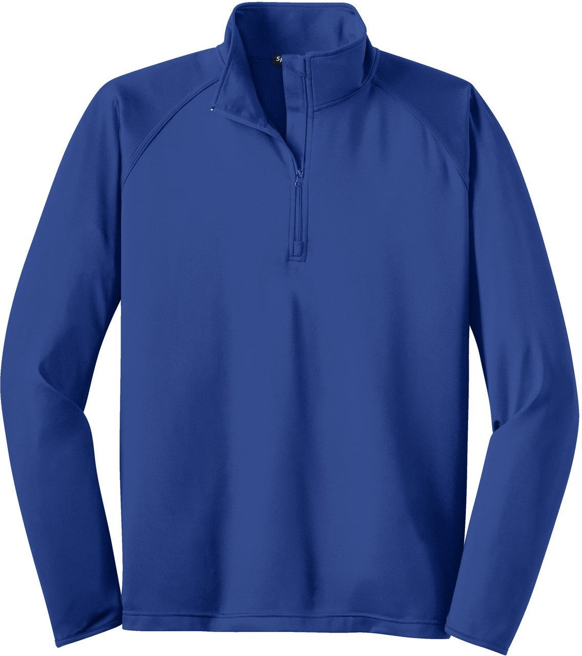 Front View of True Royal Sport-Tek Tall Sport-Wick Stretch 1/4-Zip Pullover. TST850