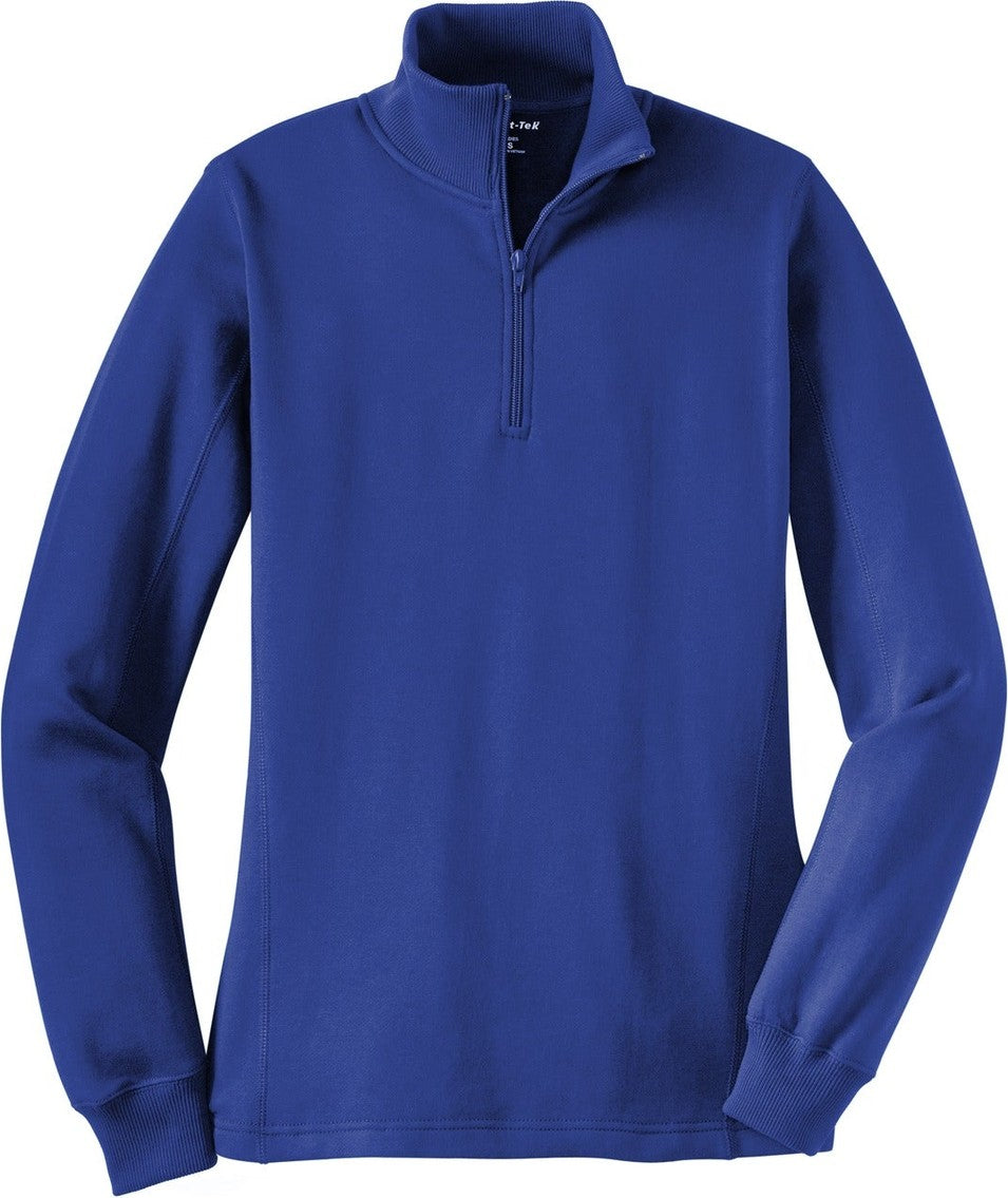 Front View of True Royal Sport-Tek Women's 1/4-Zip Sweatshirt. LST253