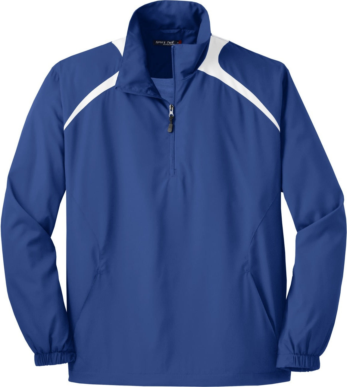 Front View of True Royal/Wht Sport-Tek 1/2-Zip Wind Shirt. JST75