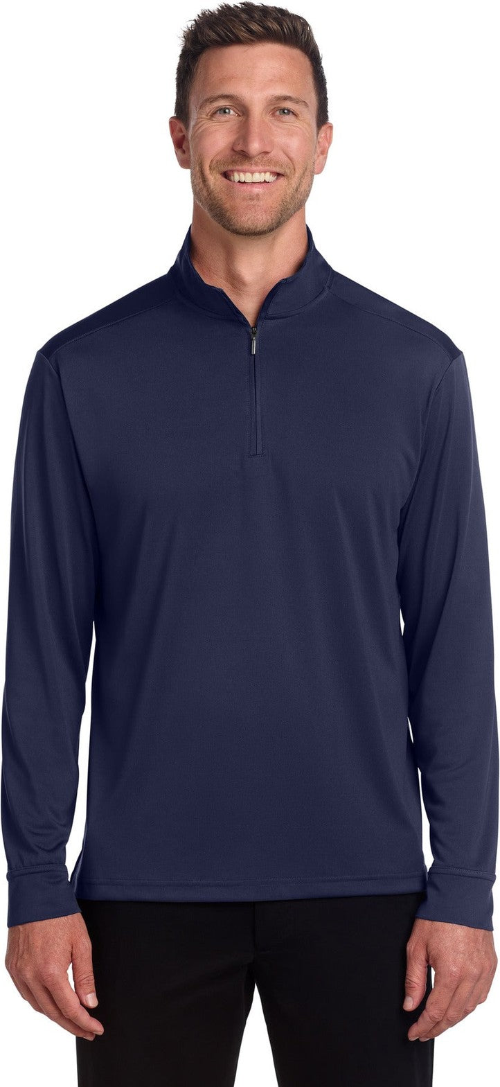 Front View of TrueNavy Port Authority C-FREE Snag-Proof 1/4-Zip K865