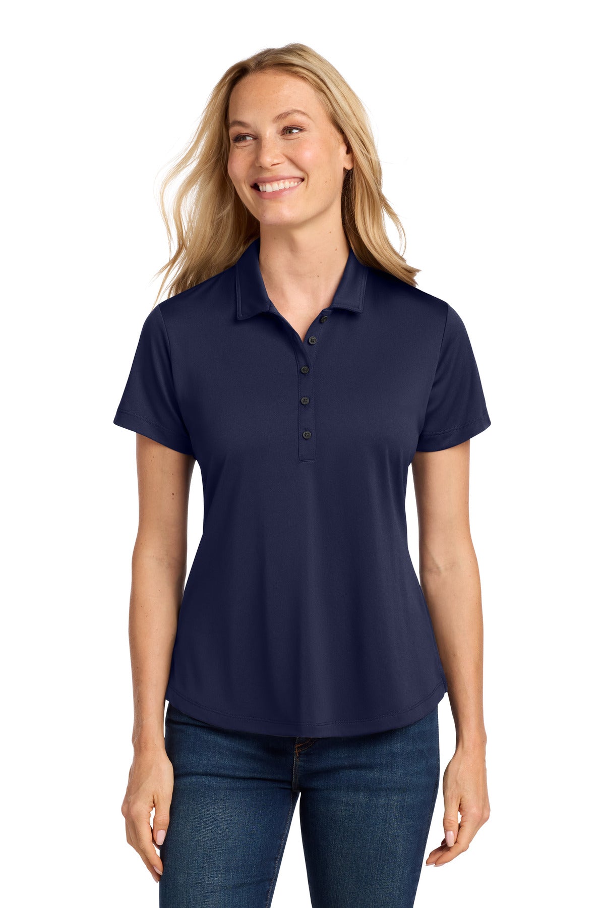 Front View of TrueNavy Port Authority Women's C-FREE Snag-Proof Polo LK864
