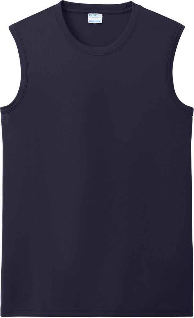 Front View of TrueNavy Port & Co Performance Sleeveless Tee PC380SL