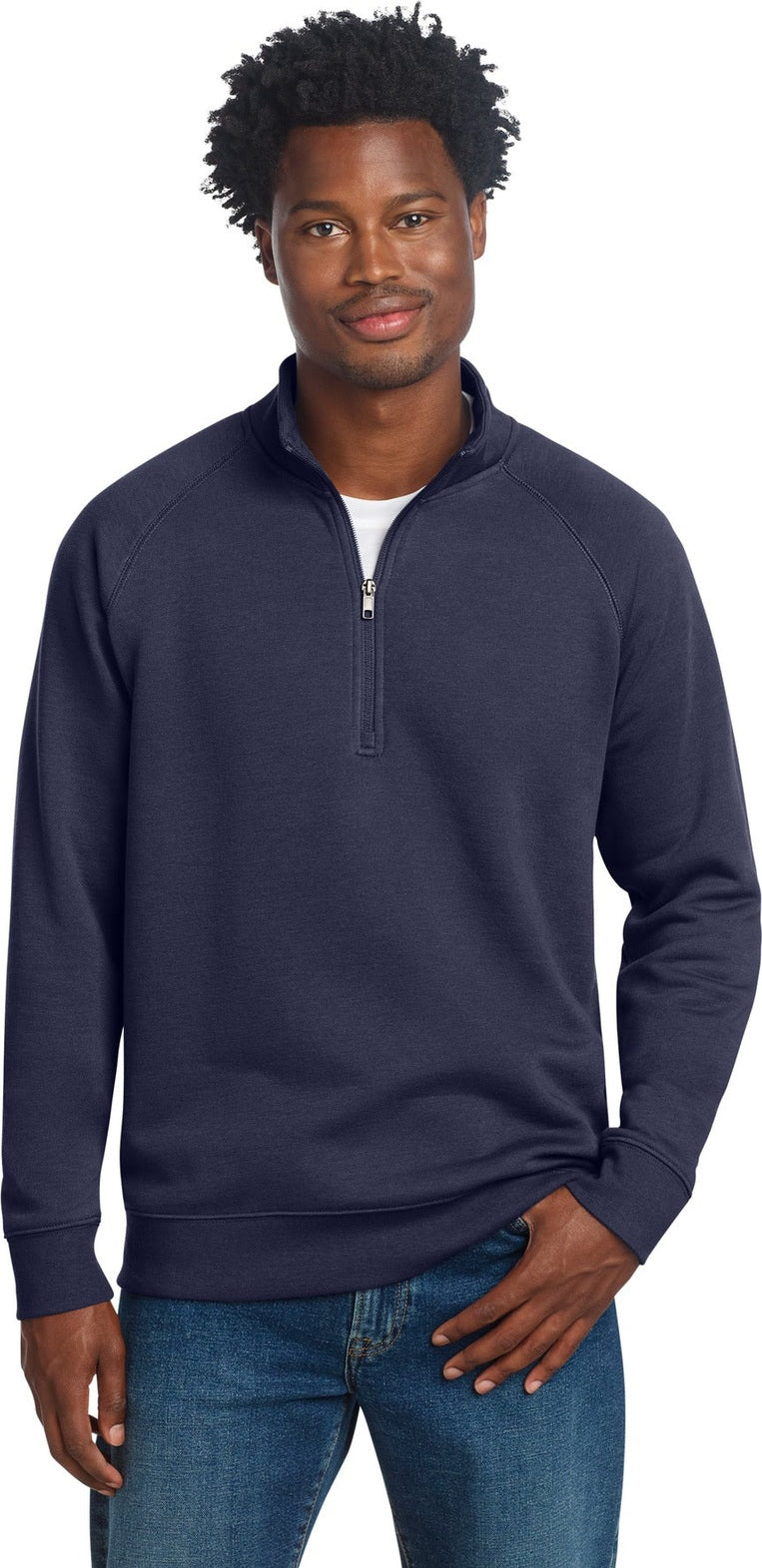 Front View of TrueNavy Sport-Tek Drive Fleece 1/4-Zip Pullover STF202