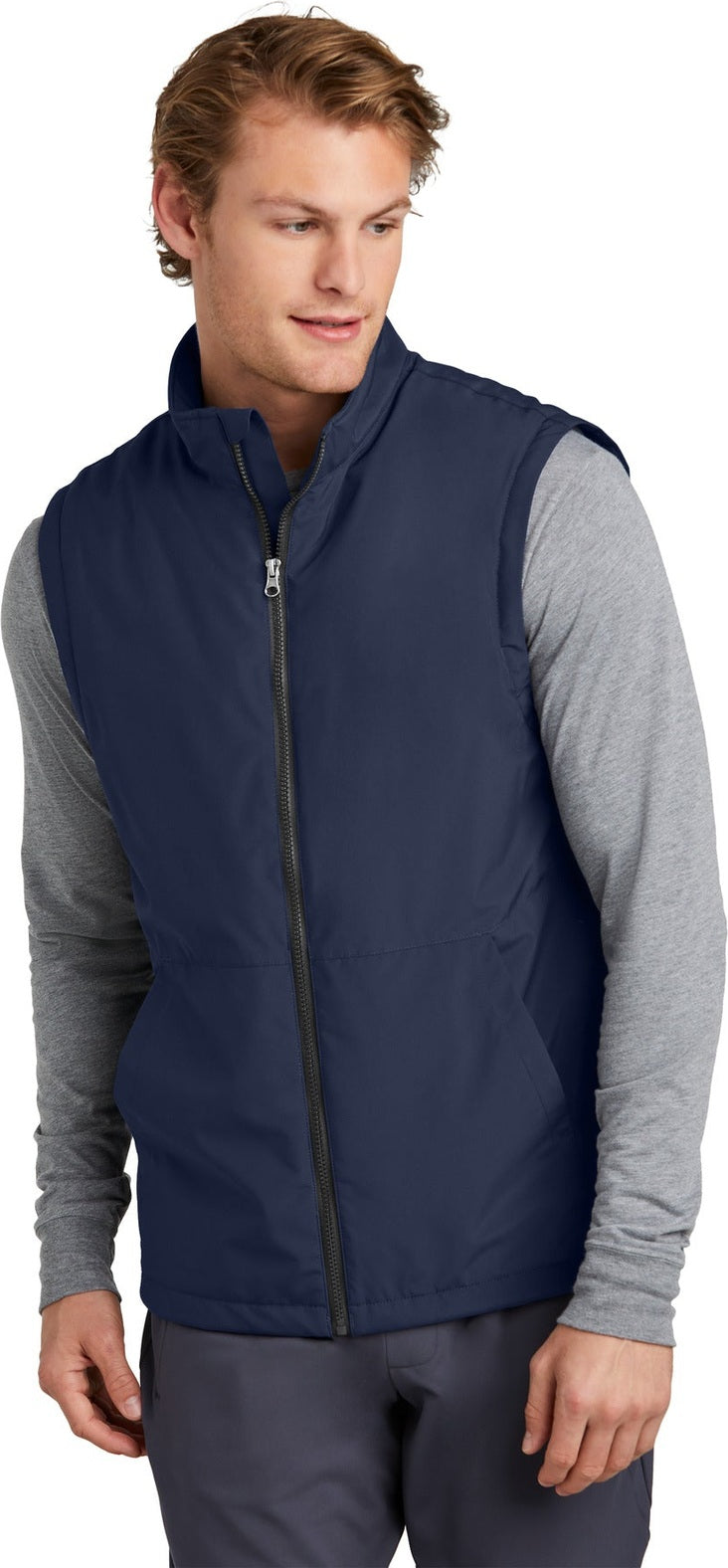 Front View of TrueNavy Sport-Tek Insulated Vest JST57