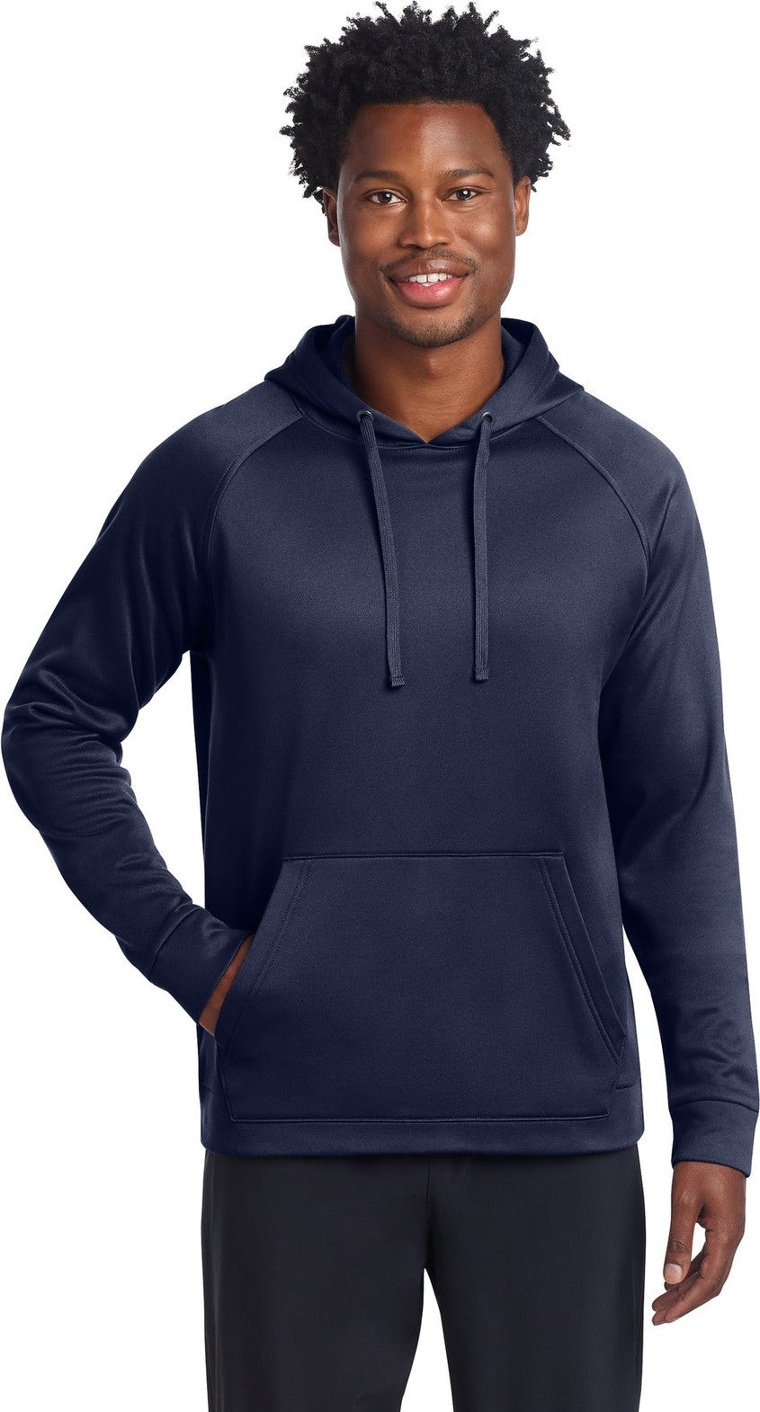 Front View of TrueNavy Sport-Tek Re-Compete Fleece Pullover Hoodie ST730