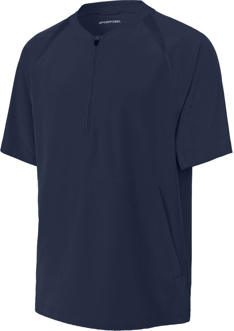 Front View of TrueNavy Sport-Tek Repeat 1/2-Zip Short Sleeve Jacket JST489