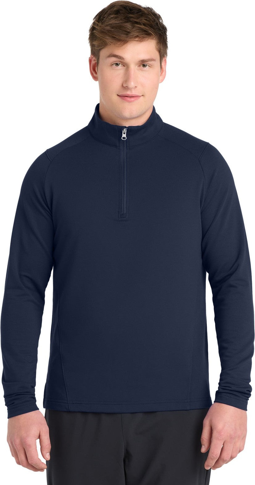 Front View of TrueNavy Sport-Tek Sport-Wick Flex Fleece 1/4-Zip. ST561