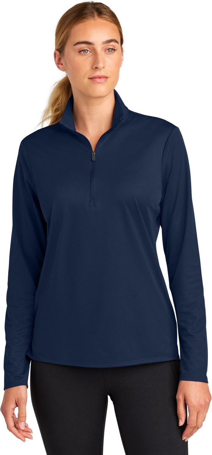 Front View of TrueNavy Sport-Tek Women's Micropique Sport-Wick 1/4-Zip LST672
