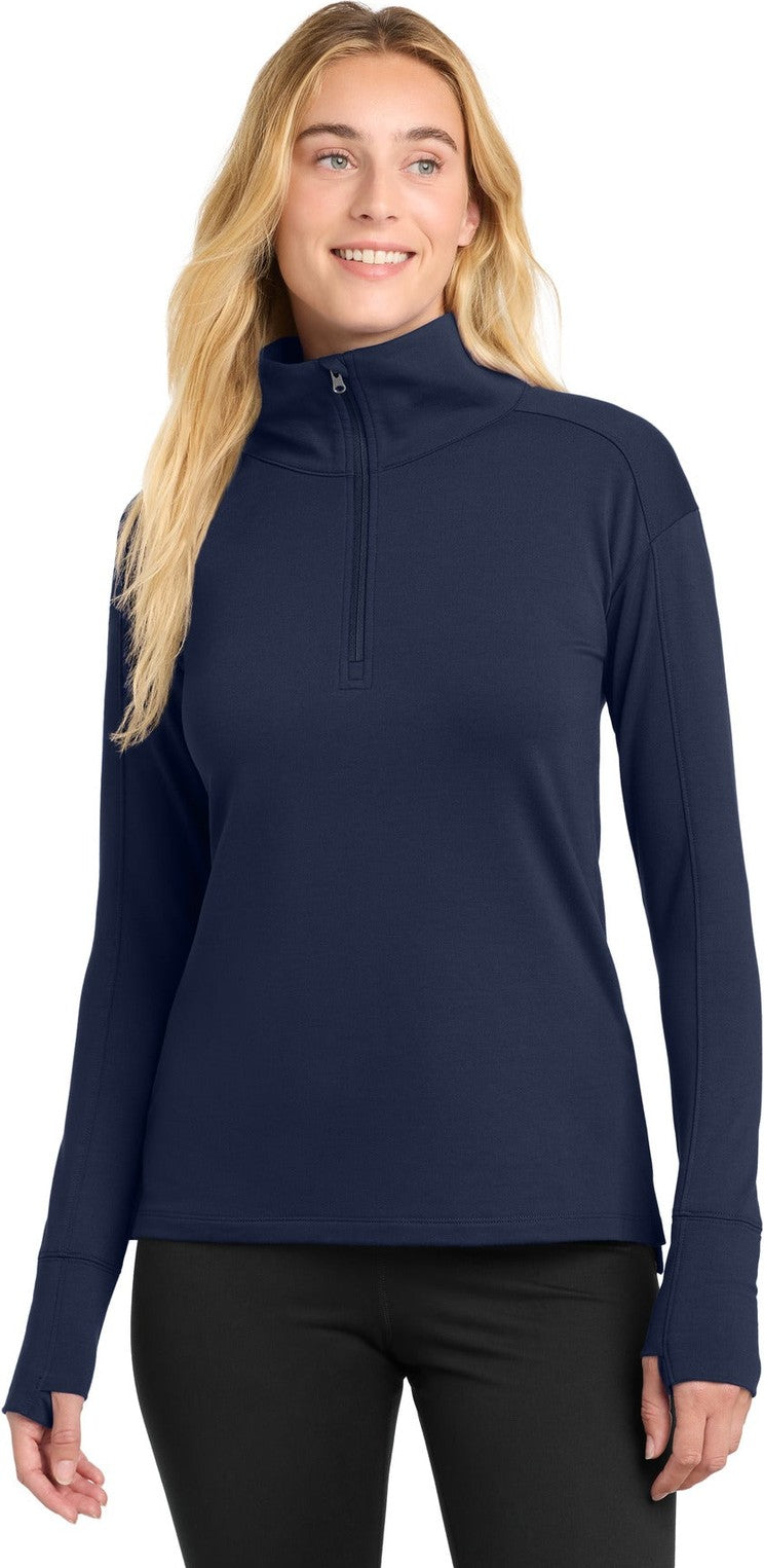 Front View of TrueNavy Sport-Tek Women's Sport-Wick Flex Fleece 1/4-Zip. LST561
