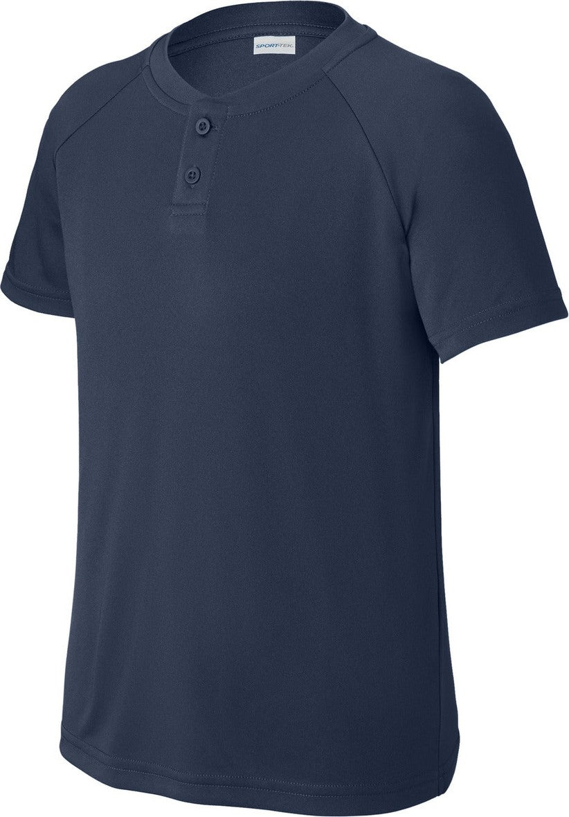 Front View of TrueNavy Sport-Tek Youth PosiCharge Competitor 2-Button Henley YST359