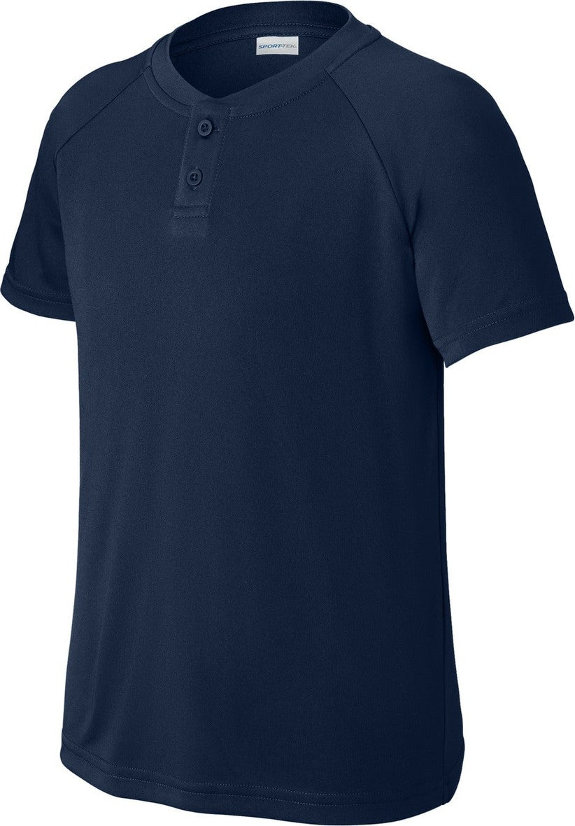 Front View of TrueNavy Sport-Tek Youth PosiCharge Competitor 2-Button Henley YST359