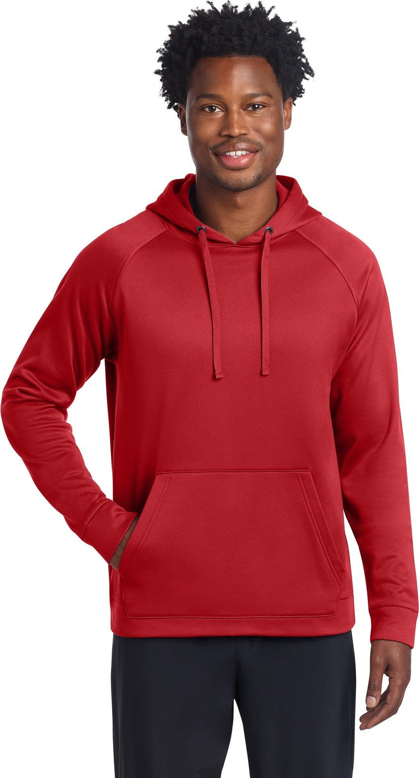Front View of TrueRed Sport-Tek Re-Compete Fleece Pullover Hoodie ST730
