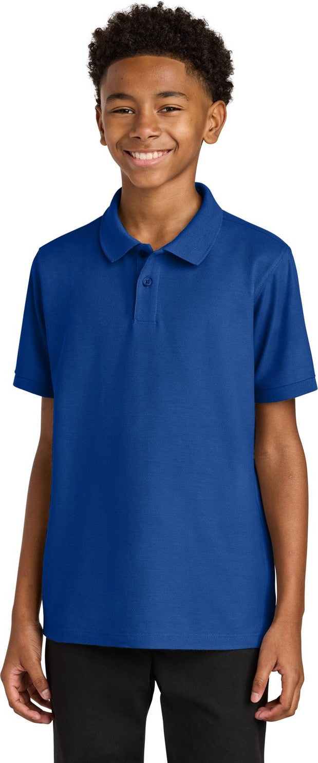 Front View of TrueRoyal Port Authority Youth Wearever Signature Pique Polo Y200