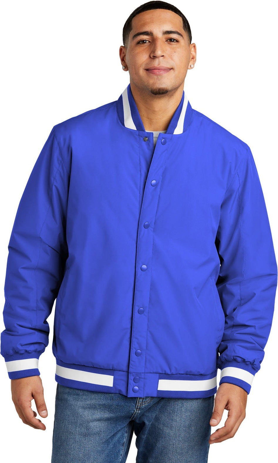 Front View of TrueRoyal Sport-Tek Insulated Varsity Jacket JST58