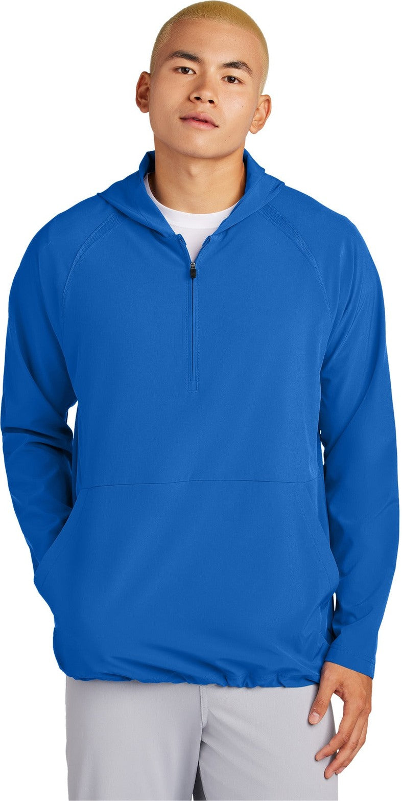 Front View of TrueRoyal Sport-Tek Repeat 1/2-Zip Long Sleeve Hooded Jacket JST488