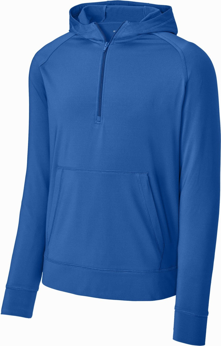 Front View of TrueRoyal Sport-Tek Sport-Wick Stretch 1/2-Zip Hoodie ST856
