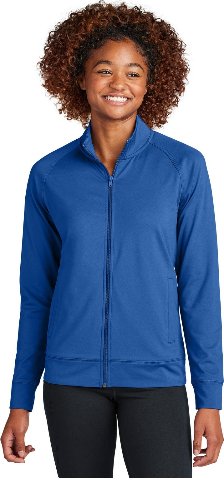 Front View of TrueRoyal Sport-Tek Women's Sport-Wick Stretch Full-Zip Cadet Jacket LST857