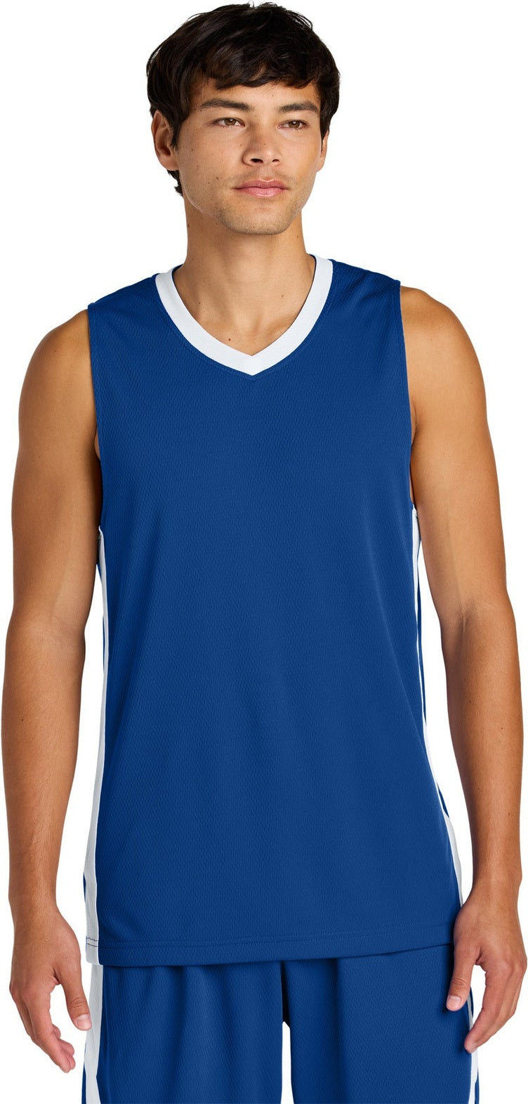 Front View of TRy/White Sport-Tek Rival Basketball Rev Jersey ST900