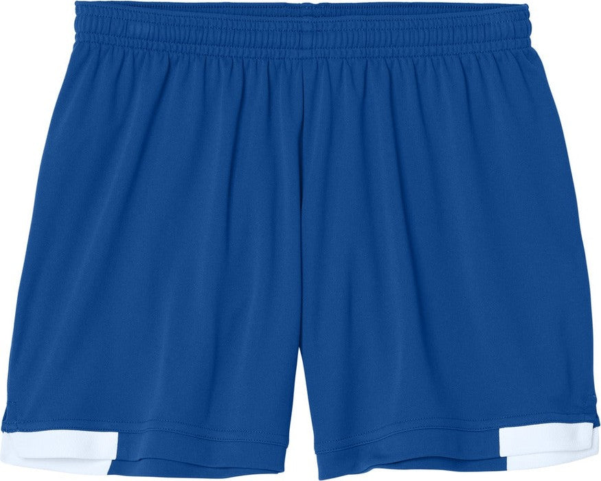 Front View of TRy/White Sport-Tek Women's Club 5" Short LST442