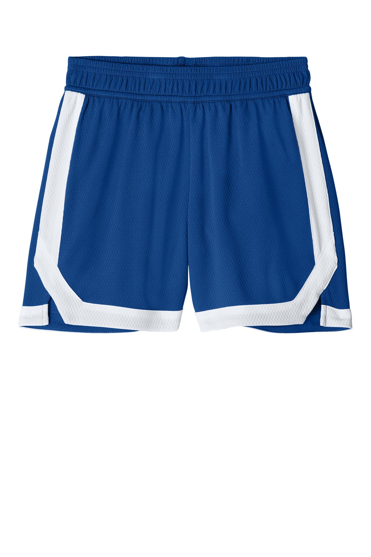 Front View of TRy/White Sport-Tek Youth Rival Basketball 5" Short YST901