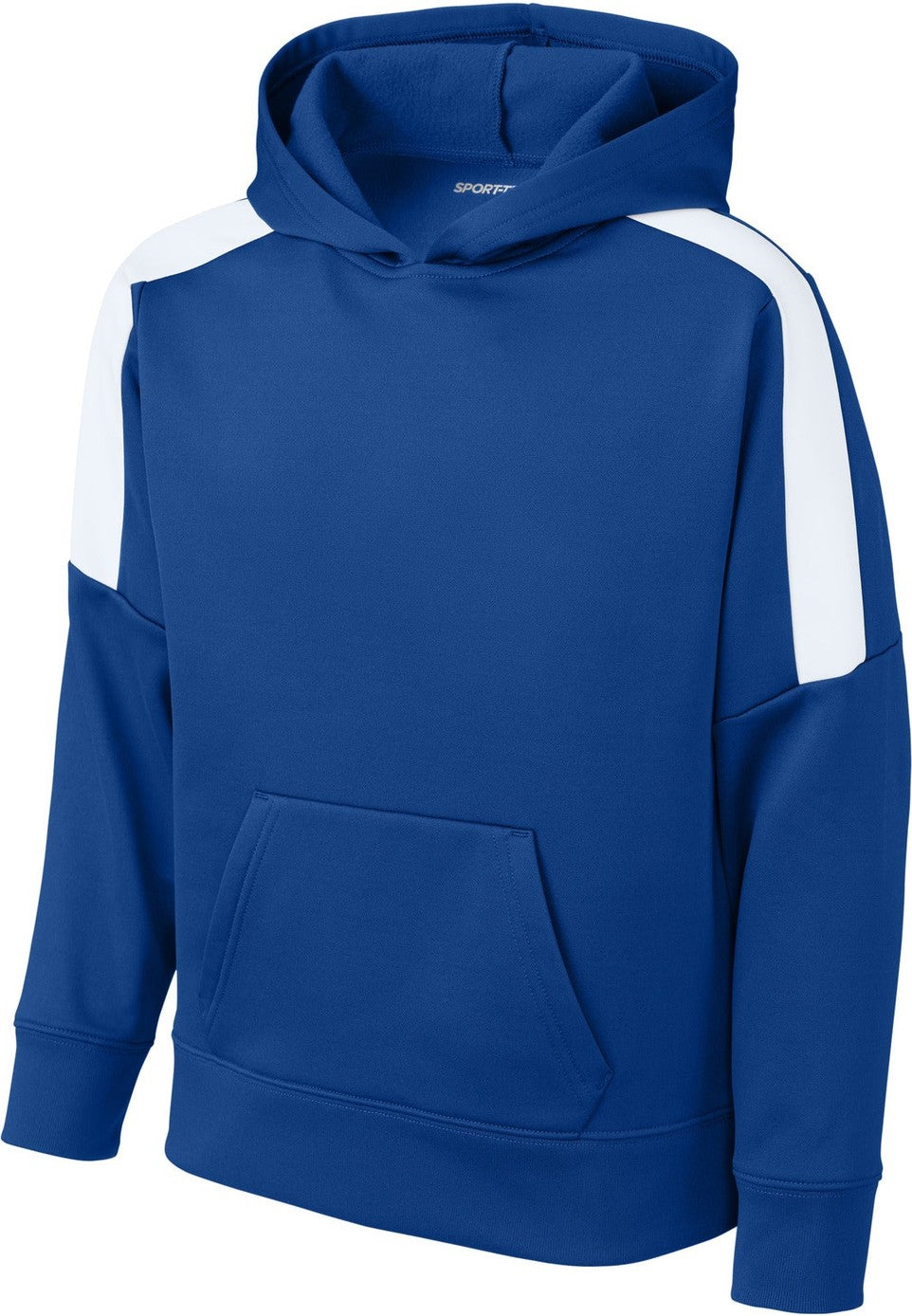 Front View of TRy/White Sport-Tek Youth Sport-Wick Fleece United Pullover Hoodie YST255