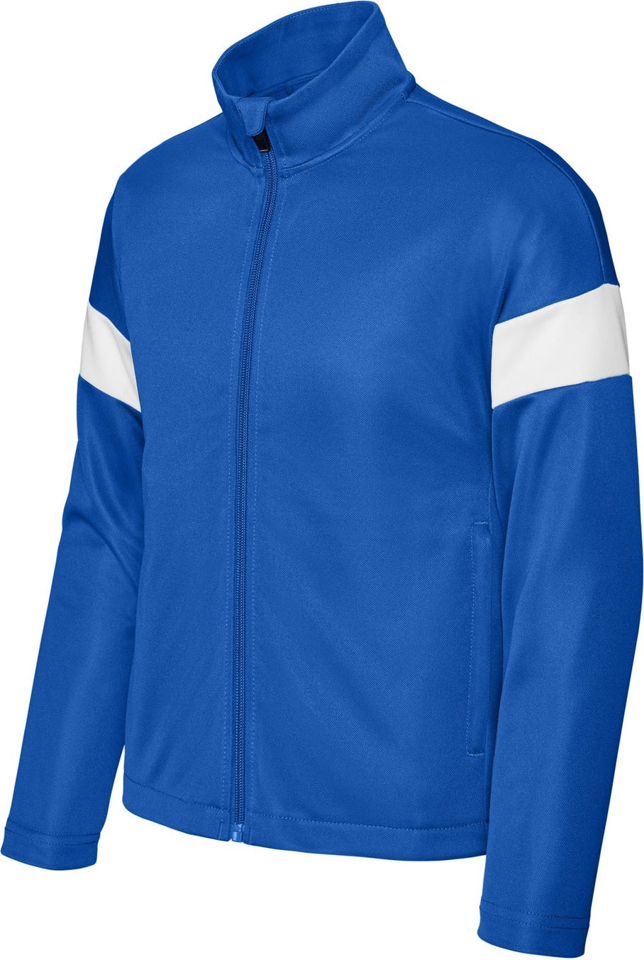 Front View of TRy/White Sport-Tek Youth Travel Full-Zip Jacket YST800