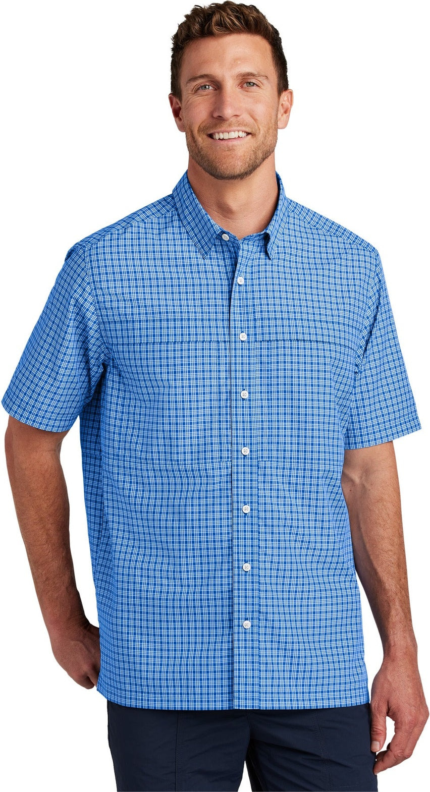 Front View of TRy/WMinPd Port Authority Short Sleeve UV Daybreak Shirt W961