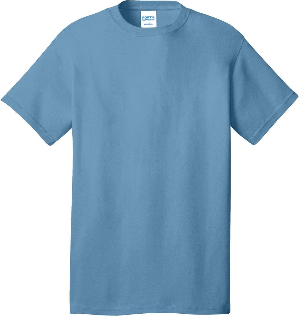 Front View of TundraBlu Port & Co Core Cotton Tee. PC54