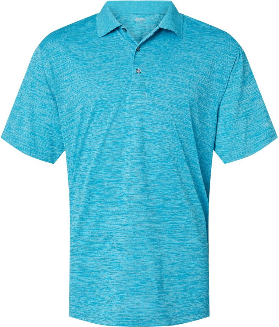Front View of Turquoise Heather Dakota Striated Heather Polo - 130