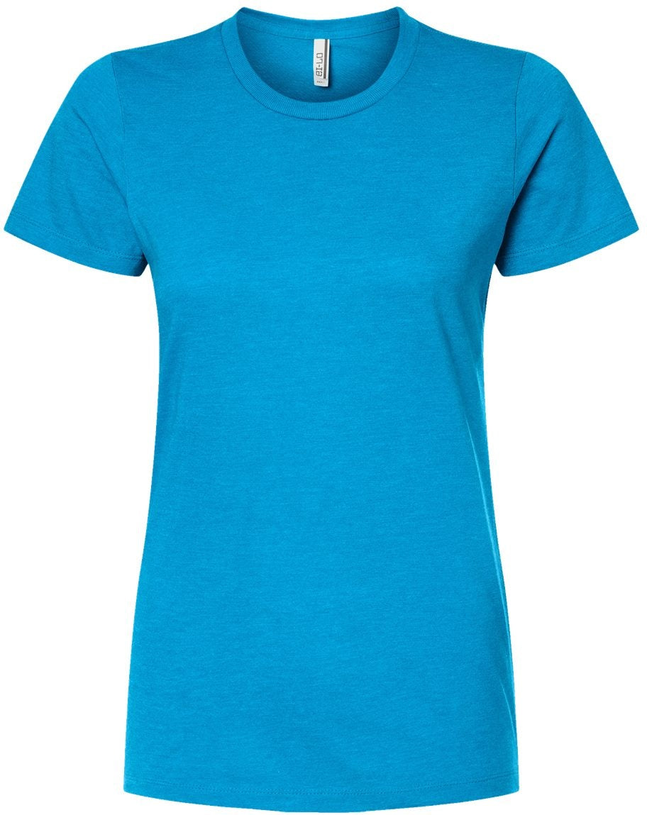 Front View of Turquoise Heather Women's Premium Cotton Blend T-Shirt - 542