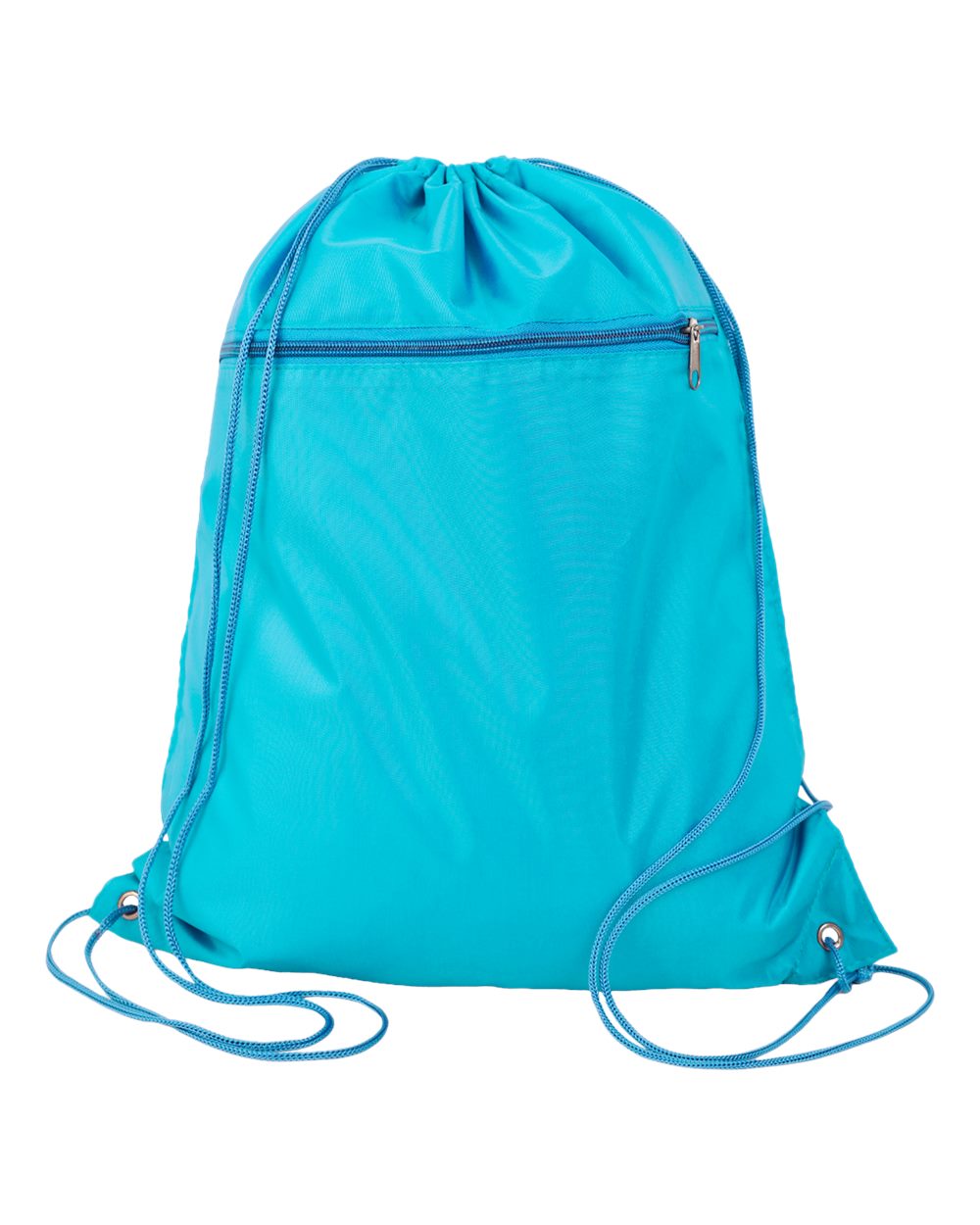 Front View of Turquoise Polyester Cinchpack - Q135200
