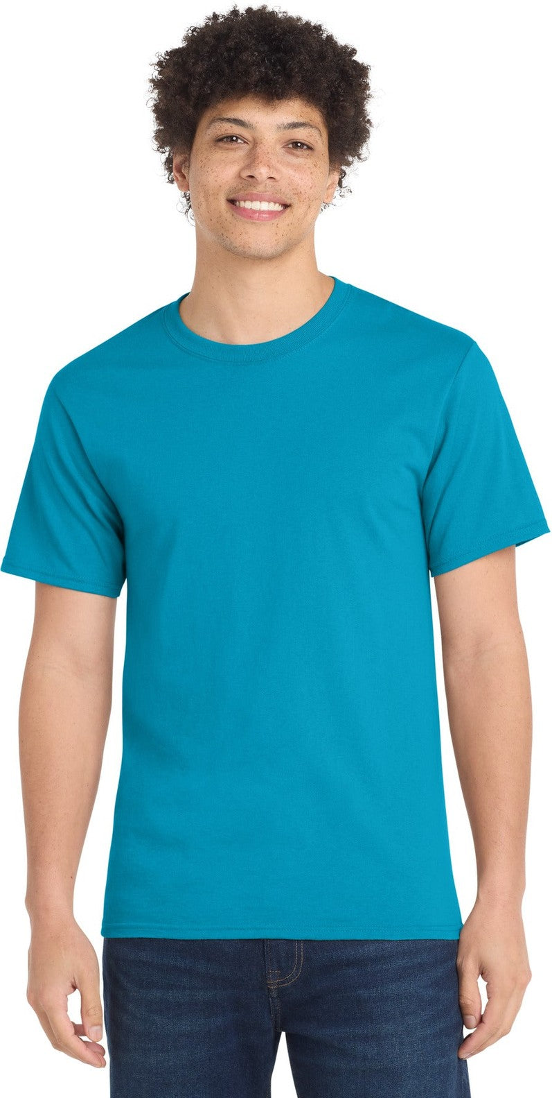 Front View of Turquoise Port & Co Tall Essential Tee. PC61T