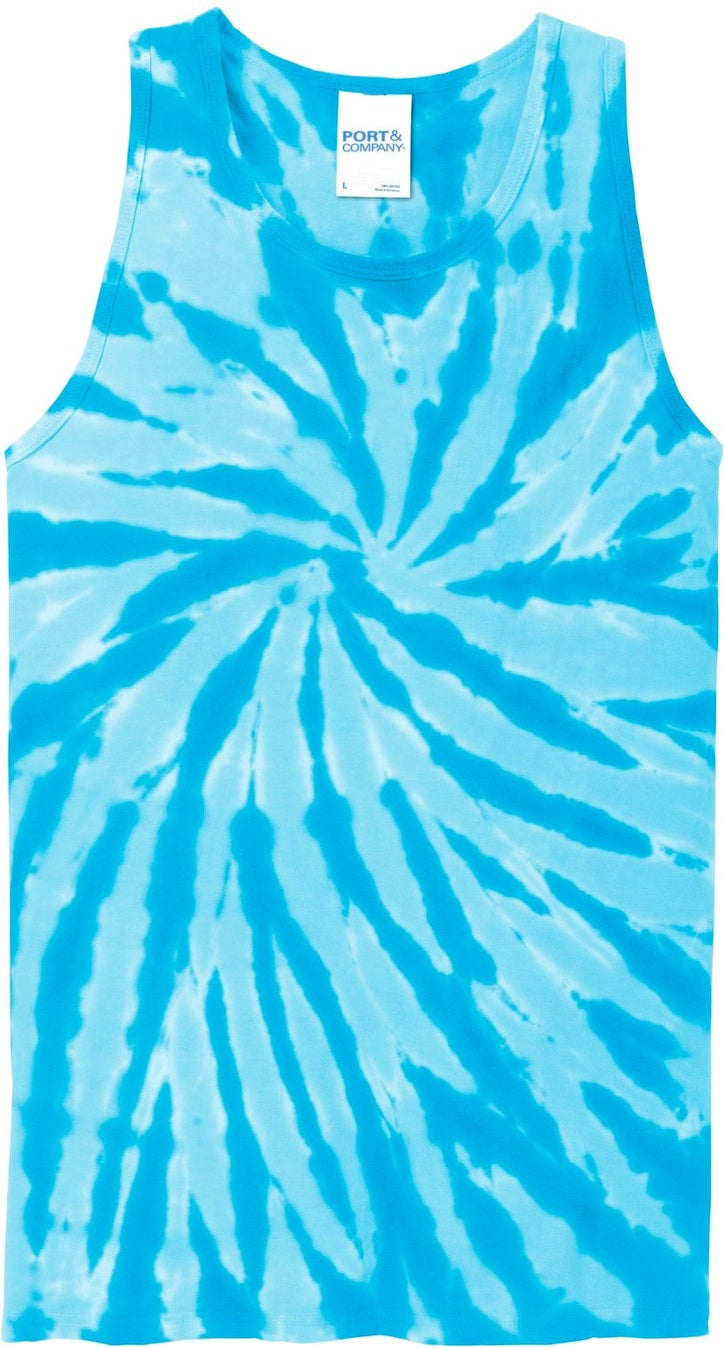 Front View of Turquoise Port & Co Tie-Dye Tank Top. PC147TT