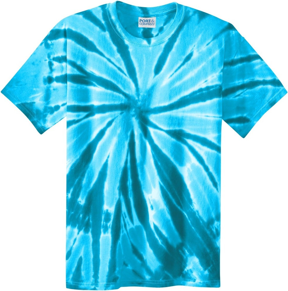 Front View of Turquoise Port & Co Tie-Dye Tee. PC147
