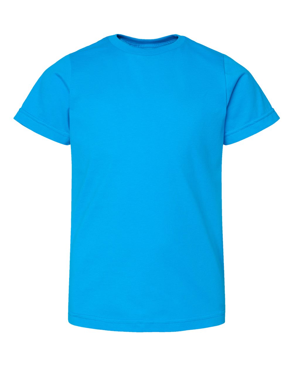 Front View of Turquoise Youth Fine Jersey Tee - 6101