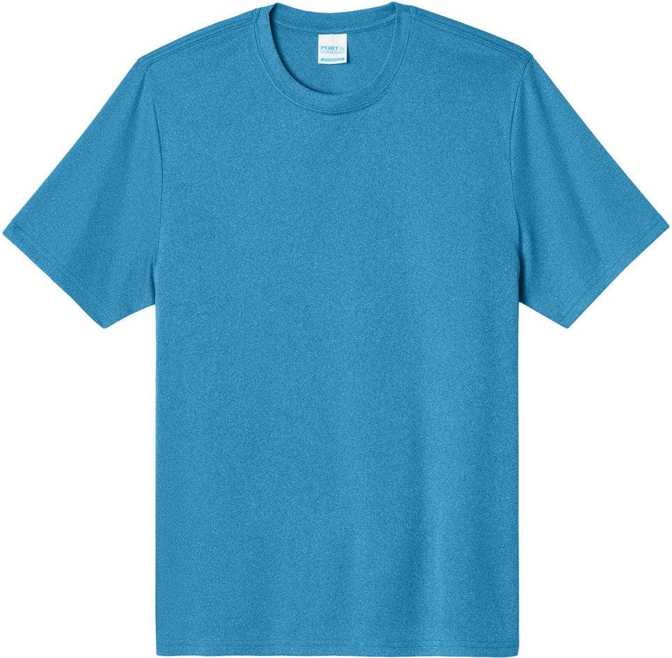 Front View of TurquoiseH Port & Co Heather Performance Tee PC390