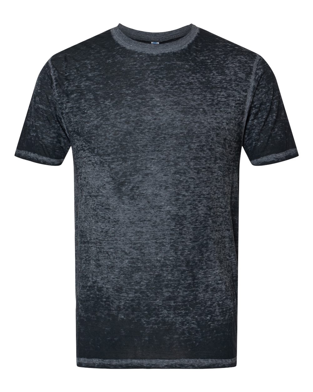 Front View of Twilight Black Acid Wash Burnout T-Shirt - 1350
