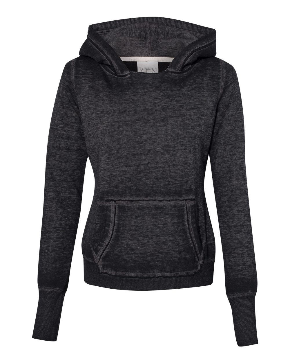 Front View of Twisted Black Women's Zen Fleece Hooded Sweatshirt - 8912
