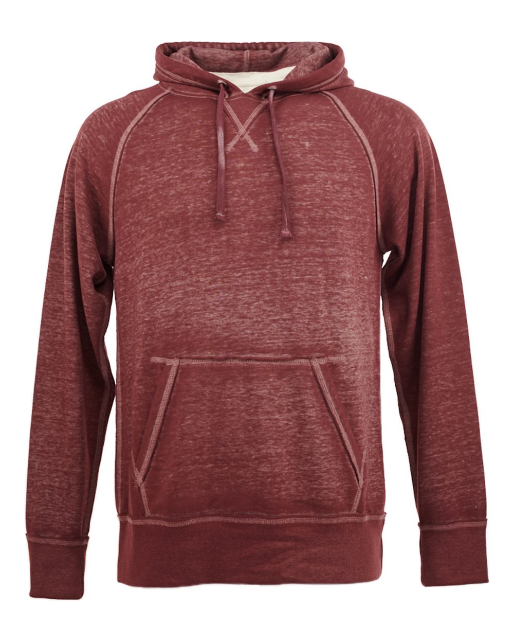 Front View of Twisted Bordeaux Vintage Zen Fleece Hooded Sweatshirt - 8915