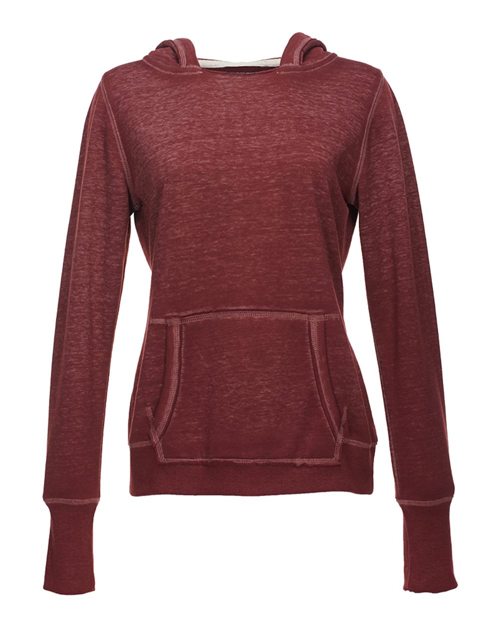 Front View of Twisted Bordeaux Women's Zen Fleece Hooded Sweatshirt - 8912