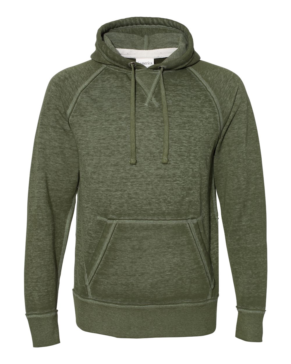 Front View of Twisted Olive Vintage Zen Fleece Hooded Sweatshirt - 8915