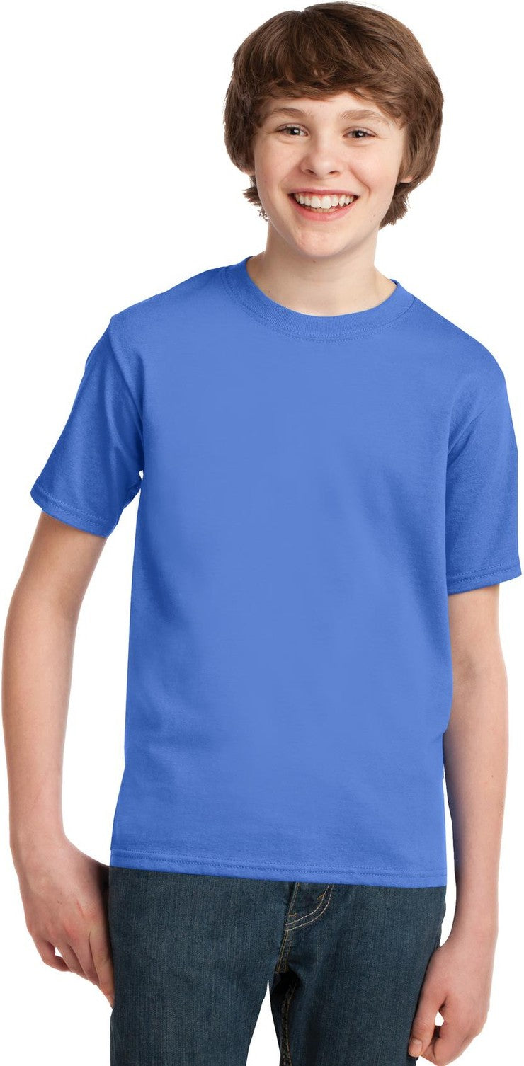 Front View of Ultramarine Port & Co Youth Essential Tee. PC61Y