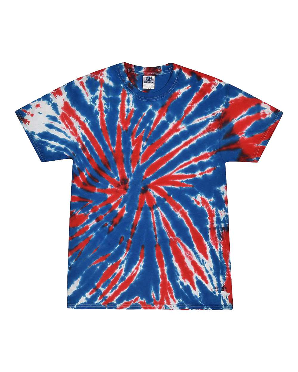Front View of Union Jack Multi-Color Tie-Dyed T-Shirt - 1000