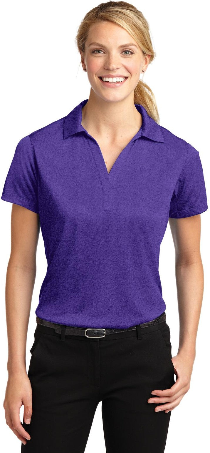 Front View of Var Purple Htr Sport-Tek Women's Heather Contender Polo. LST660