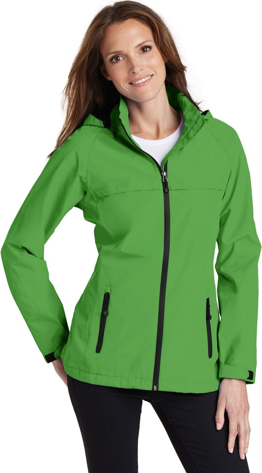 Front View of Vine Green Port Authority Women's Torrent Waterproof Jacket. L333