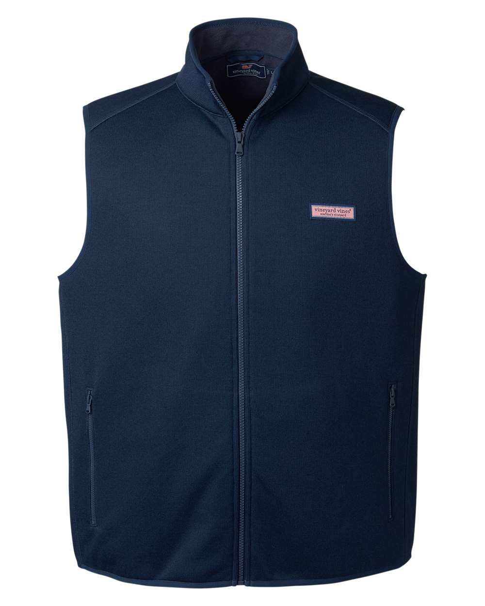 Front View of Vineyard Navy Mountain Sweater Fleece Vest - K002713