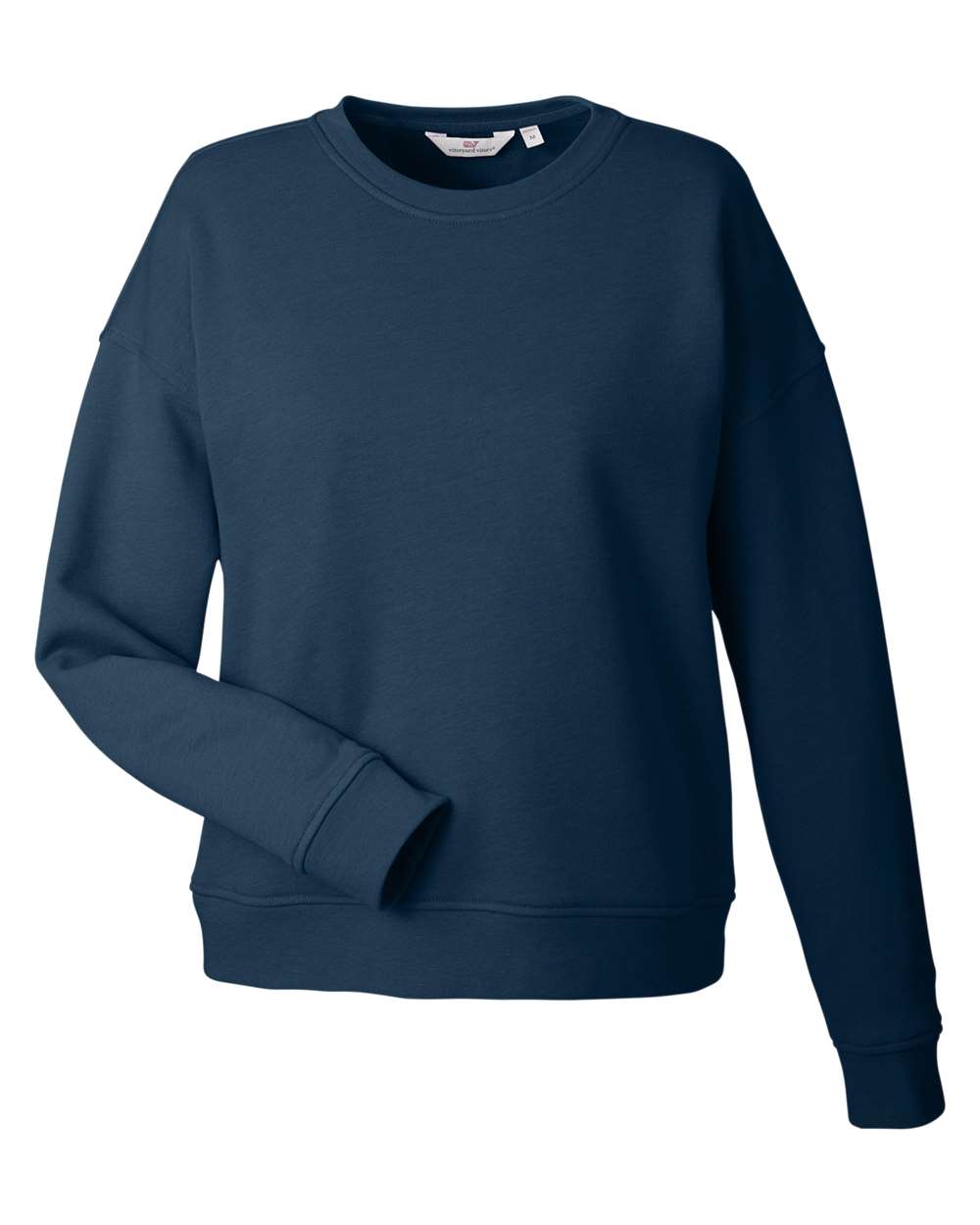 Front View of Vineyard Navy Women's Garment-Dyed Crew - K002794