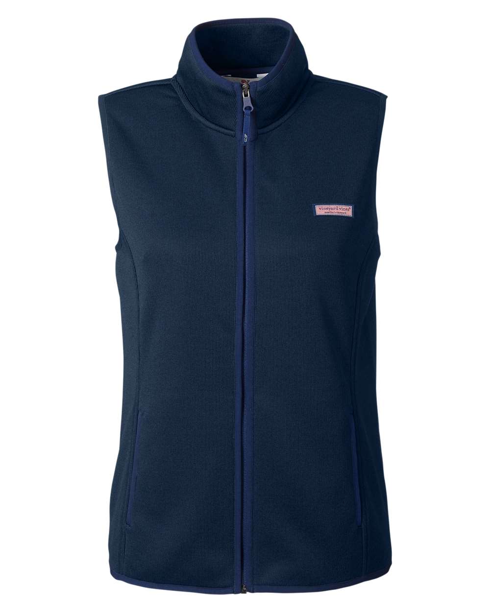 Front View of Vineyard Navy Women's Mountain Sweater Fleece Vest - O001411