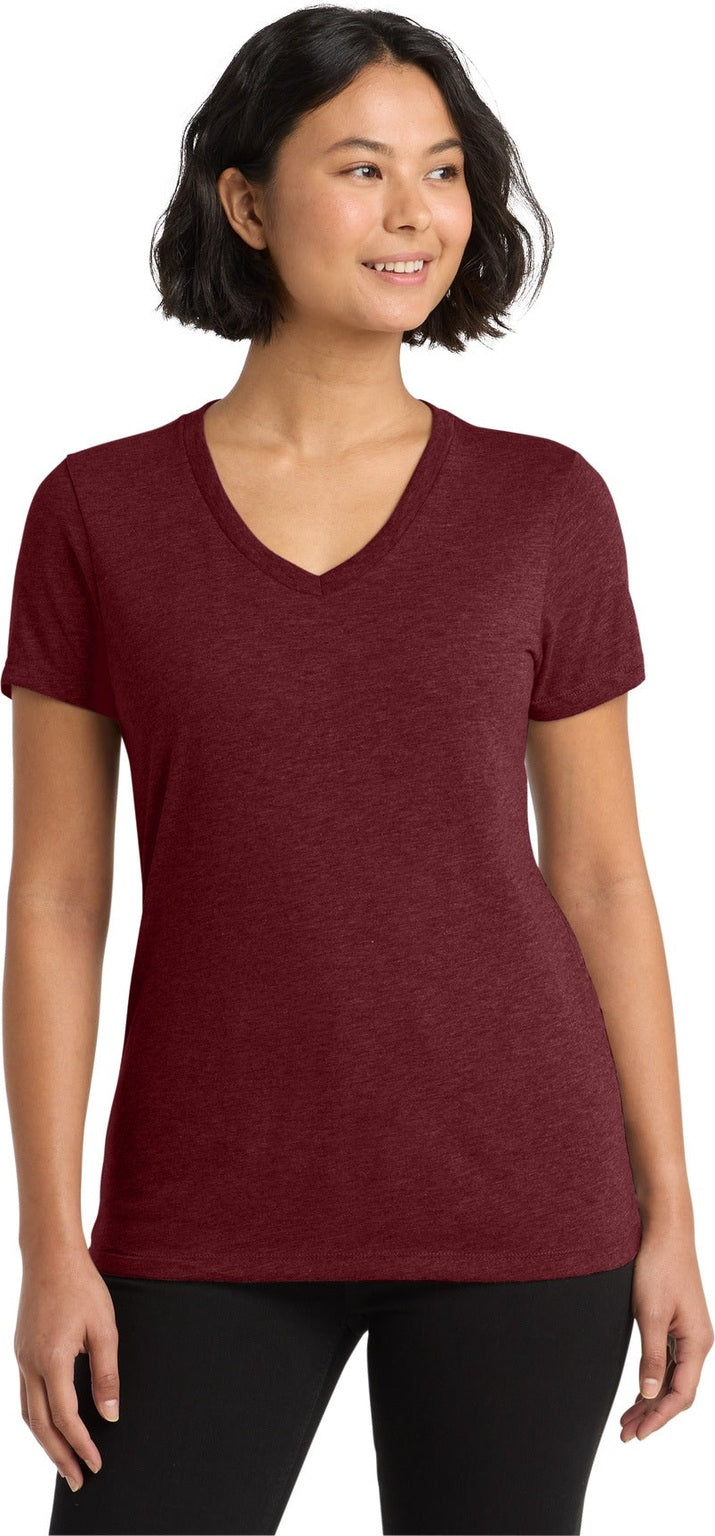 Front View of Vino Red Allmade Women's Tri-Blend V-Neck Tee AL2018